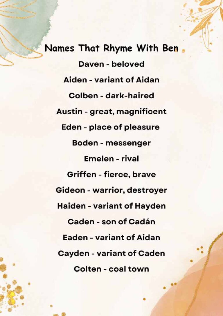 180+ Names That Rhyme With Ben 2024 AestheticNames